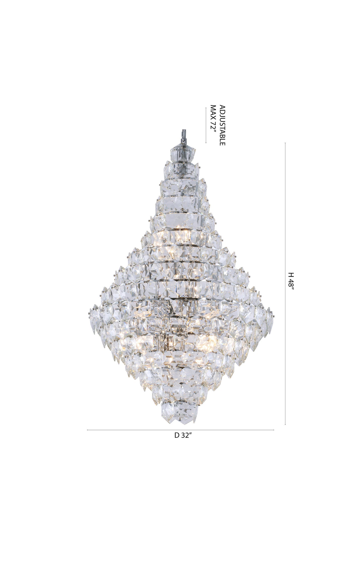 27-Light Chrome Crystal ChandelierBy Design Living
