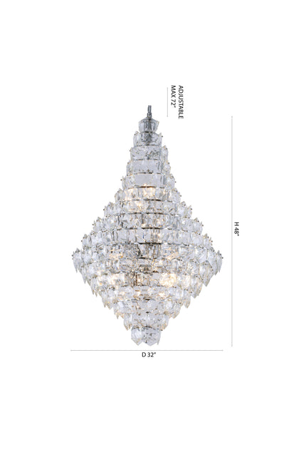 27-Light Chrome Crystal ChandelierBy Design Living