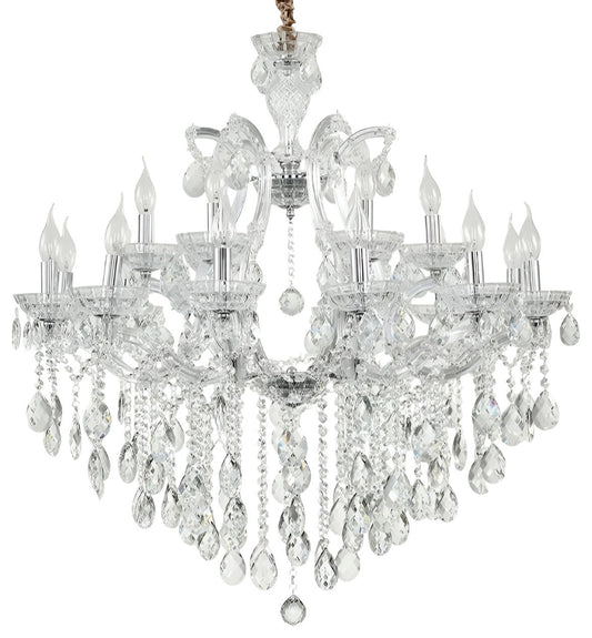 Zenevredo | European-Style Retro Crystal Candle Shape Chandelier, Clear Light Color, 15 HeadsBy Miron Demid LLC