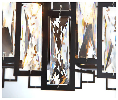 Montreux | Modern Drum Black Crystal Chandelier for Living Room, 23.6"By Miron Demid LLC