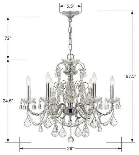 Imperial 6-Light Chandelier in Minimalist Style, 26"Wx24.5"HBy Crystorama Lighting