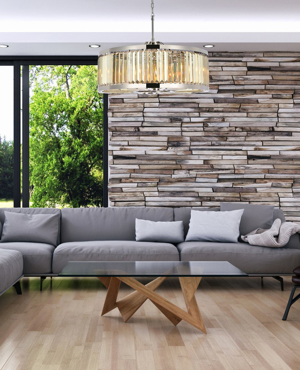Elegant 1233D35PN-GT/RC Chelsea 10-Light Polished Nickel Chandelier Golden TeakBy Elegant Furniture & Lighting