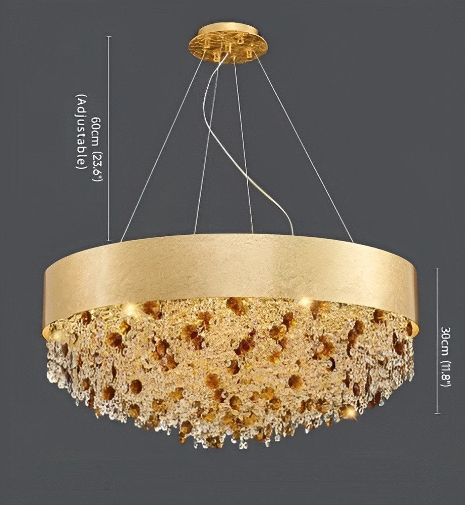 Zeme | Creative Luxury Round Gold Colored Crystal Chandelier, Dia39.4"By Miron Demid LLC