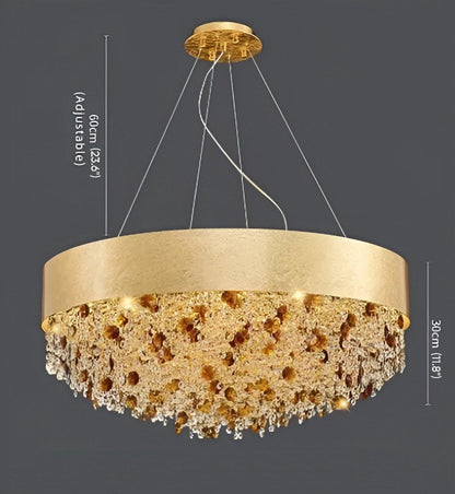 Zeme | Creative Luxury Round Gold Colored Crystal Chandelier, Dia39.4"By Miron Demid LLC