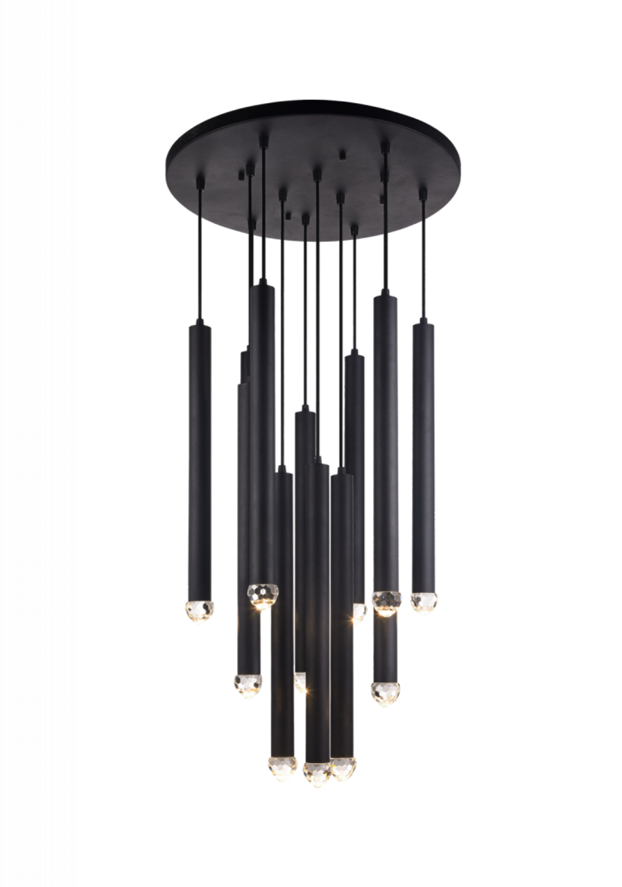 Particles Pendant, 12-Light, Black, Chrome, 38"W (C58212CHOP 305UR6Z)