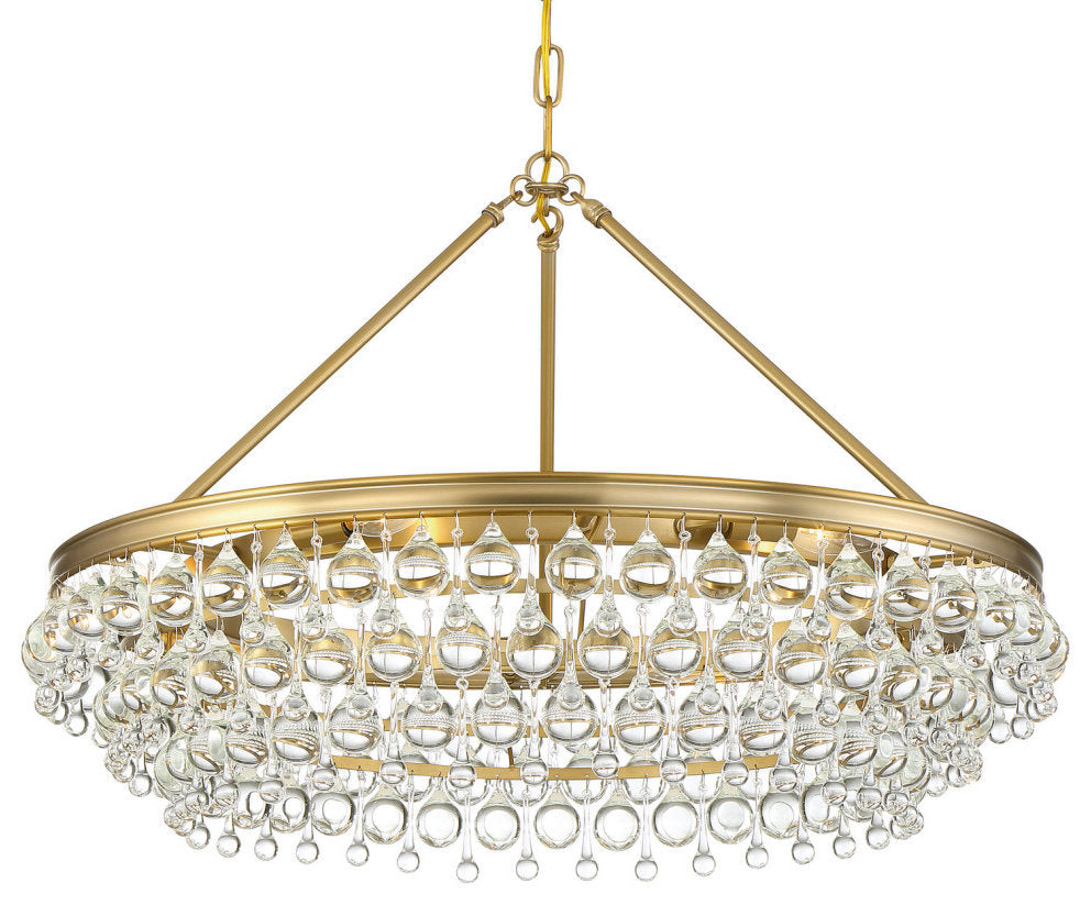 Calypso 6 Light Crystal Teardrop Vibrant Gold ChandelierBy Crystorama Lighting