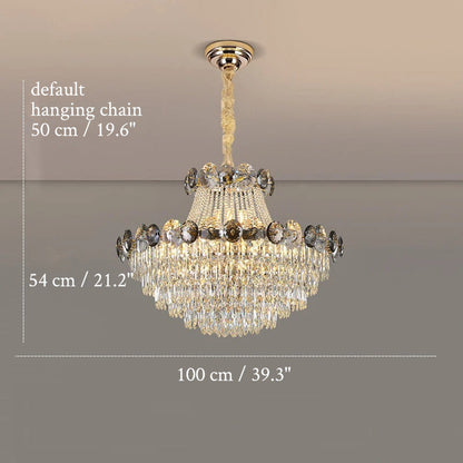 European Chic Round Crystal Chandelier, Dia39.4 X H21.3", Cool LightBy Miron Demid LLC