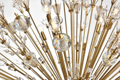 Elegant Lighting 2500G50L3 Vera 90 Light 50"W Crystal Sputnik - Satin GoldBy Elegant Furniture & Lighting