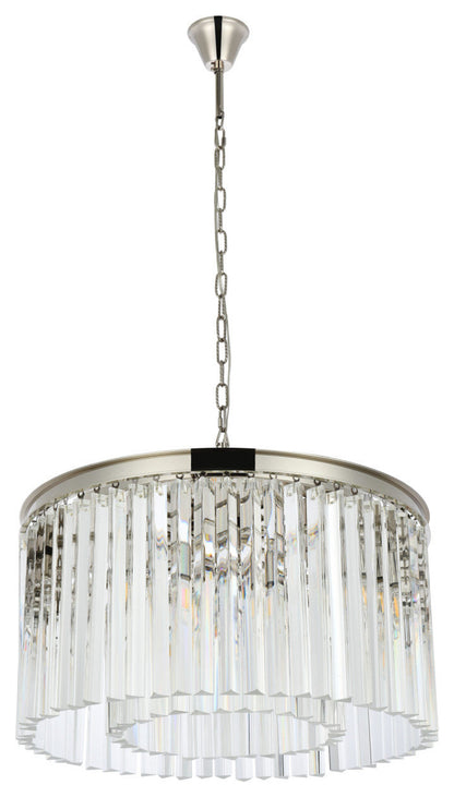 Elegant Lighting 1208D26/RC Sydney 8 Light 26"W Crystal Drum - Polished NickelBy Elegant Furniture & Lighting