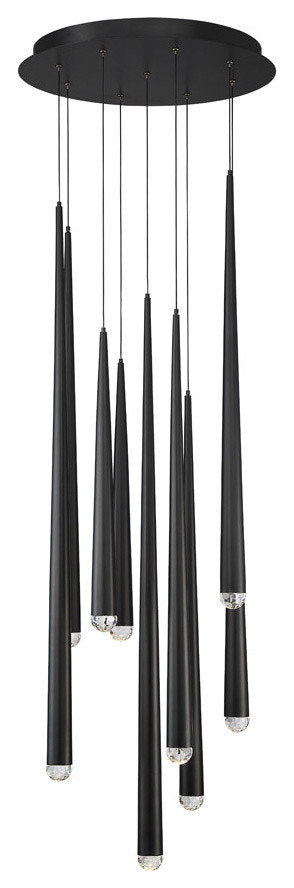 Cascade LED 9-Light Crystal Round Chandelier 3500K, BlackBy Modern Forms