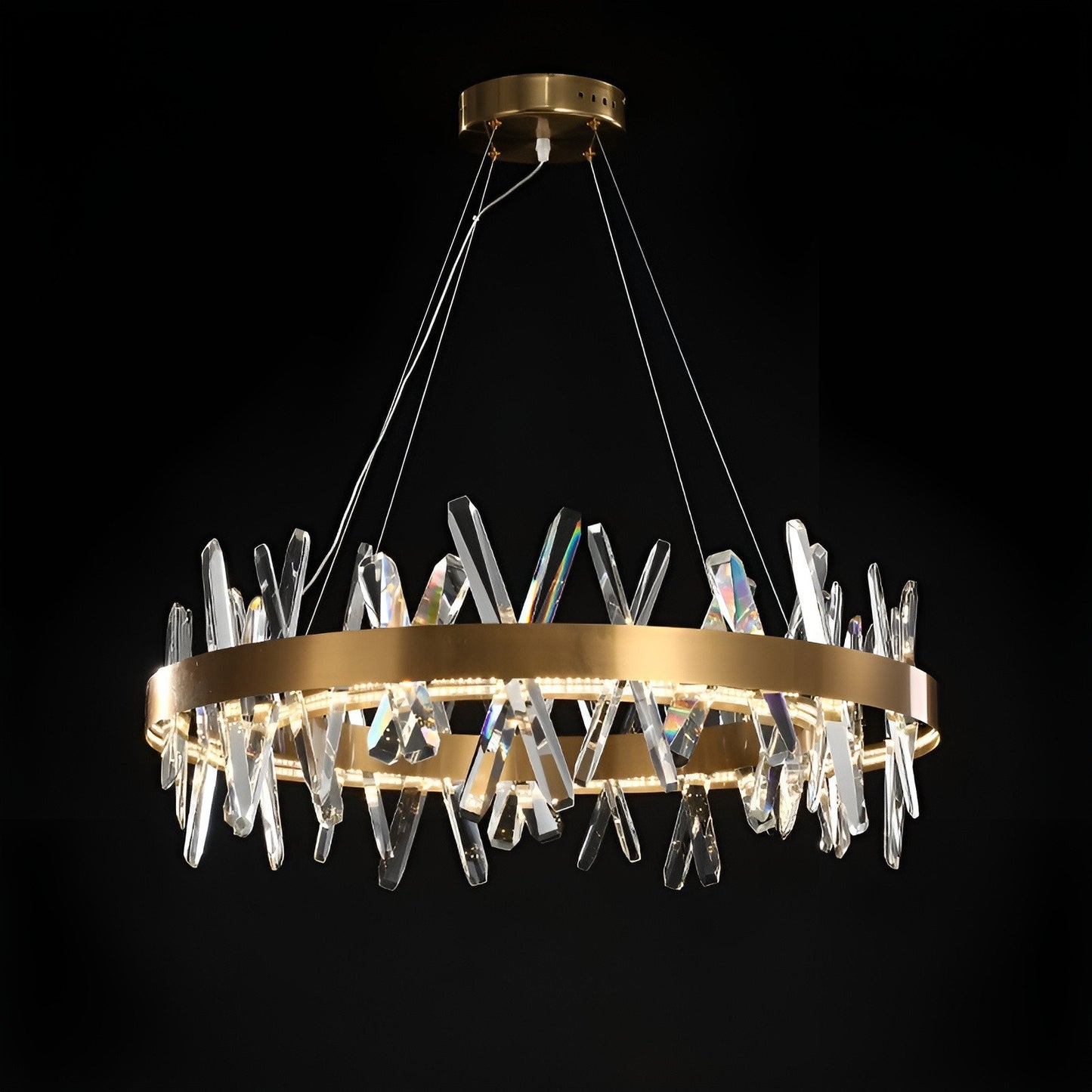 Zaccanopoli | Creative Gold Round Crystal Chandelier for Living Room, 31,5"By Miron Demid LLC