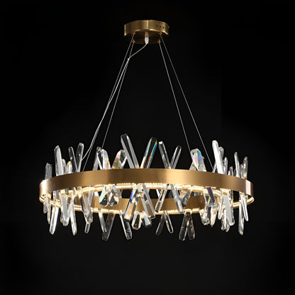 Zaccanopoli | Creative Gold Round Crystal Chandelier for Living Room, 31,5"By Miron Demid LLC