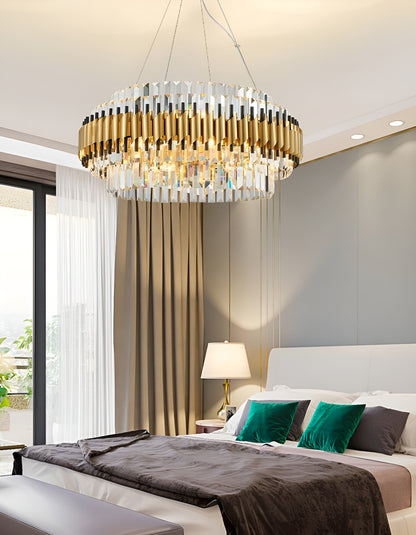Innichen | Luxury Crystal LED Chandelier of Stainless Steel for Living Room, Dia39.4xh13.7", Cool LightBy Miron Demid LLC