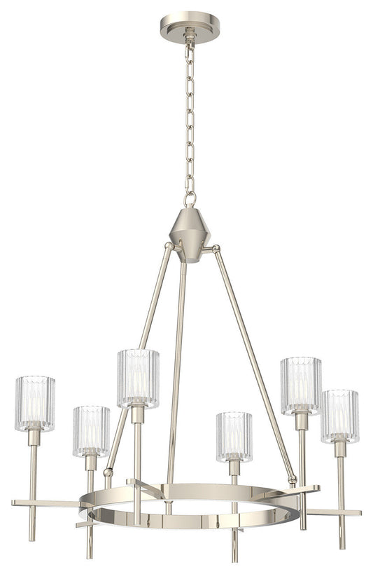 Salita Chandelier, Polished Nickel/Ribbed Crystal, 28.5"Dx29.5"HBy Kuzco Lighting LLC