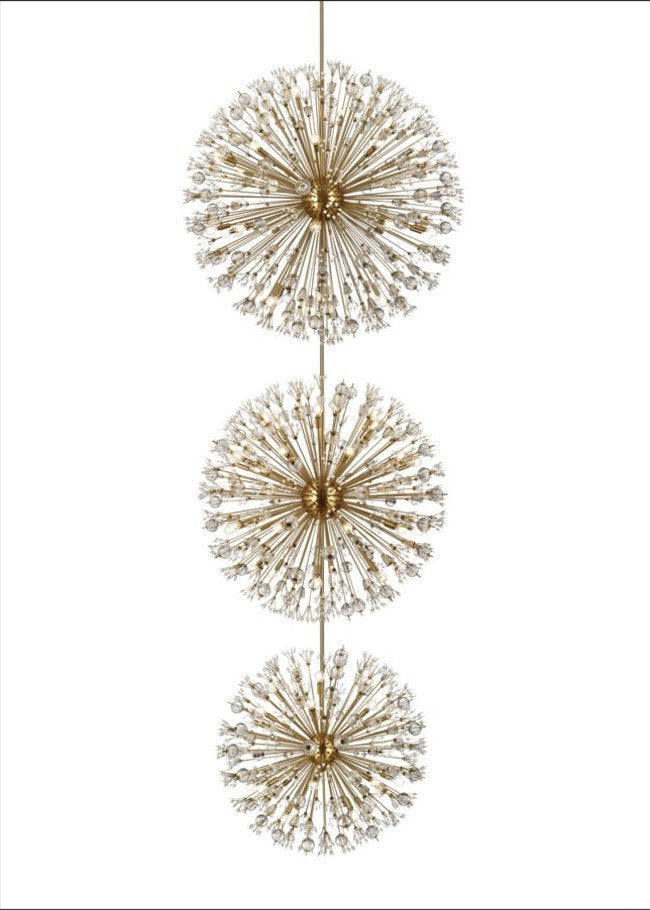 Elegant Lighting 2500G50L3 Vera 90 Light 50"W Crystal Sputnik - Satin GoldBy Elegant Furniture & Lighting