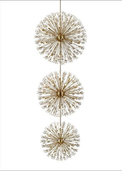 Elegant Lighting 2500G50L3 Vera 90 Light 50"W Crystal Sputnik - Satin GoldBy Elegant Furniture & Lighting
