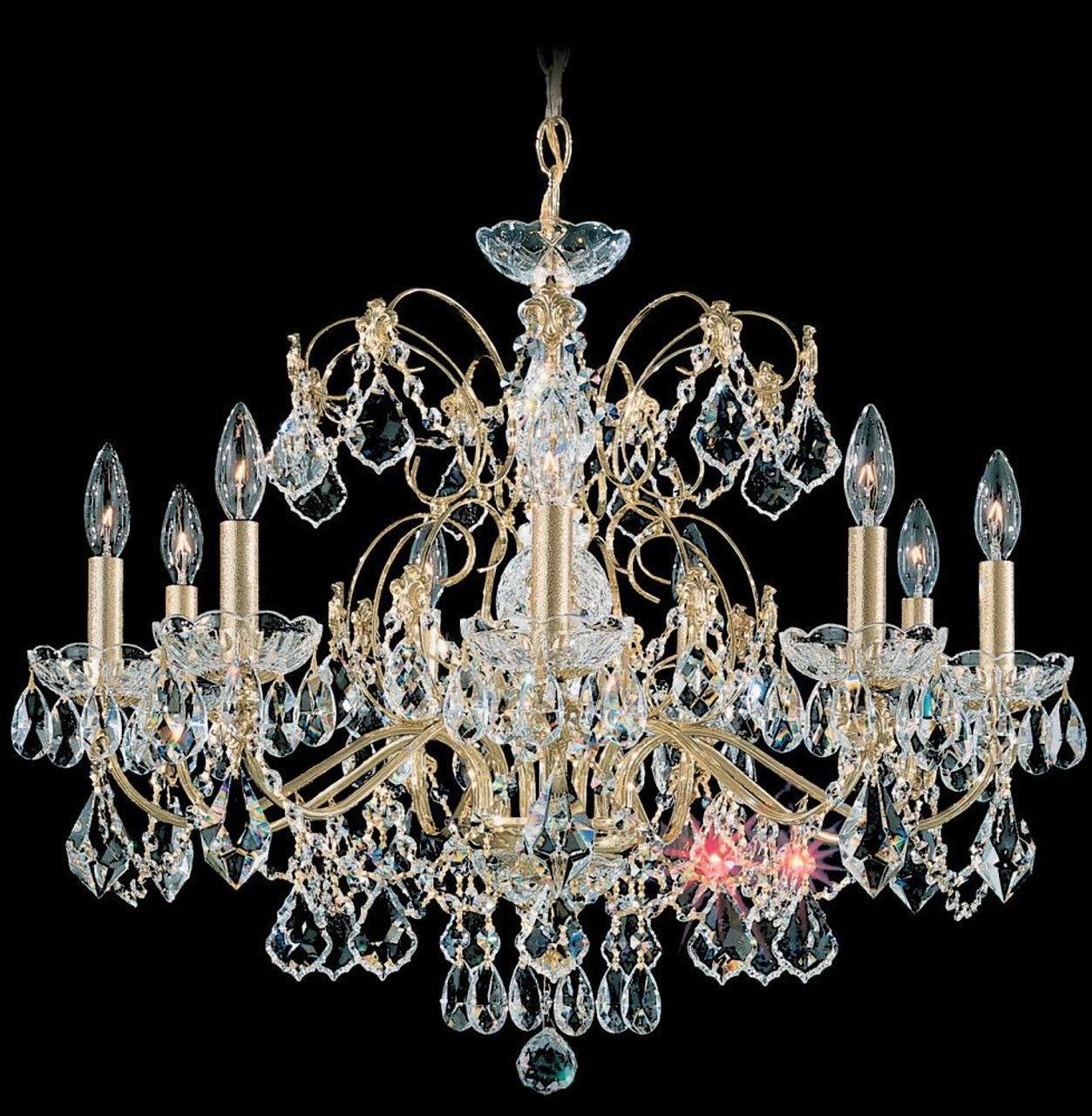 Century Chandelier, 9-Light, French Gold, Clear Heritage Crystal, 26"W (1709-26 180WX4)