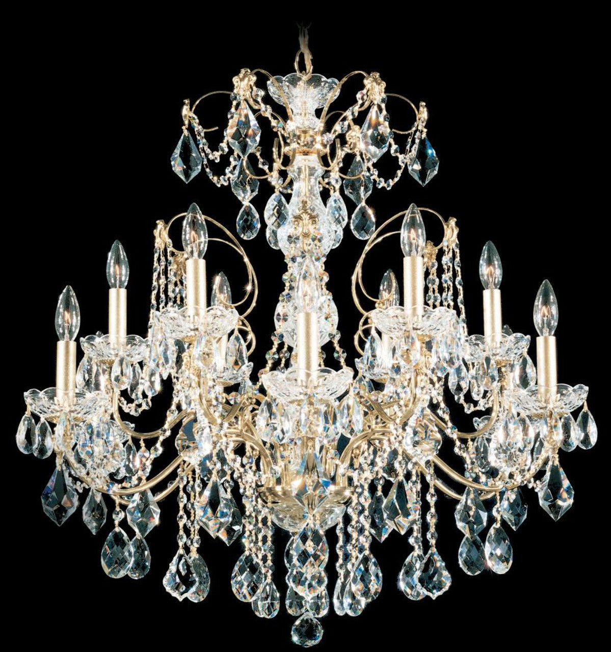 Bagatelle Chandelier, 11-Light, Antique Silver, Clear Heritage Crystal, 26.5"W (1248-48 13R6L)
