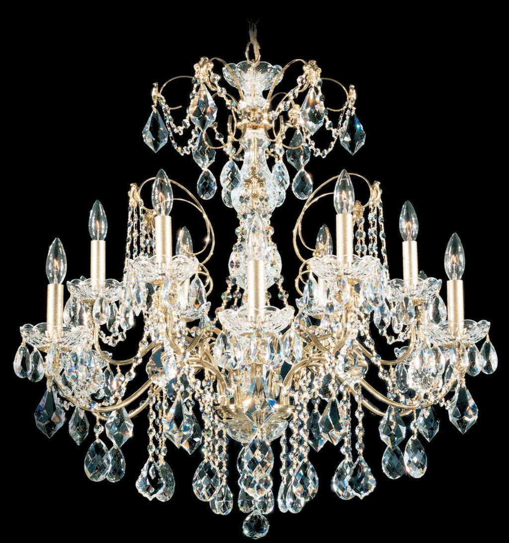 Century Chandelier, 12-Light, Heirloom Gold, Clear Heritage Crystal, 30"W (1712-22 180WX9)
