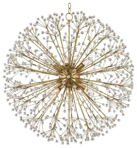 Mid Century Modern Ten Light Chandelier-Aged Brass Finish - ChandelierBy Bailey Street Home