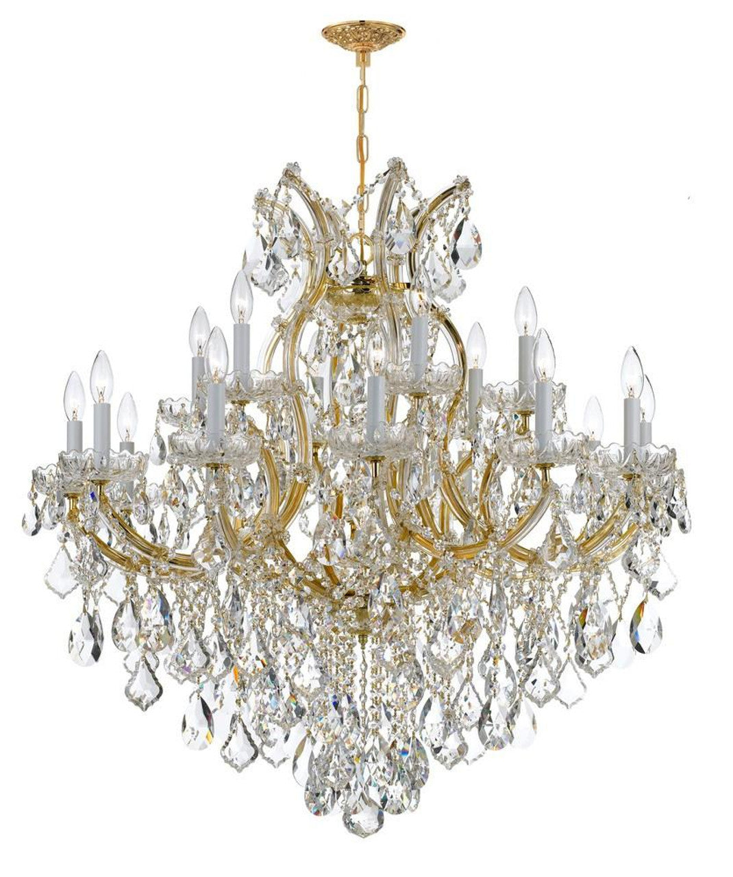 Bennington Chandelier, 16-Light, Warm Brass, Glass Shade, 45"W (1-9705-16-322 ALRQG)