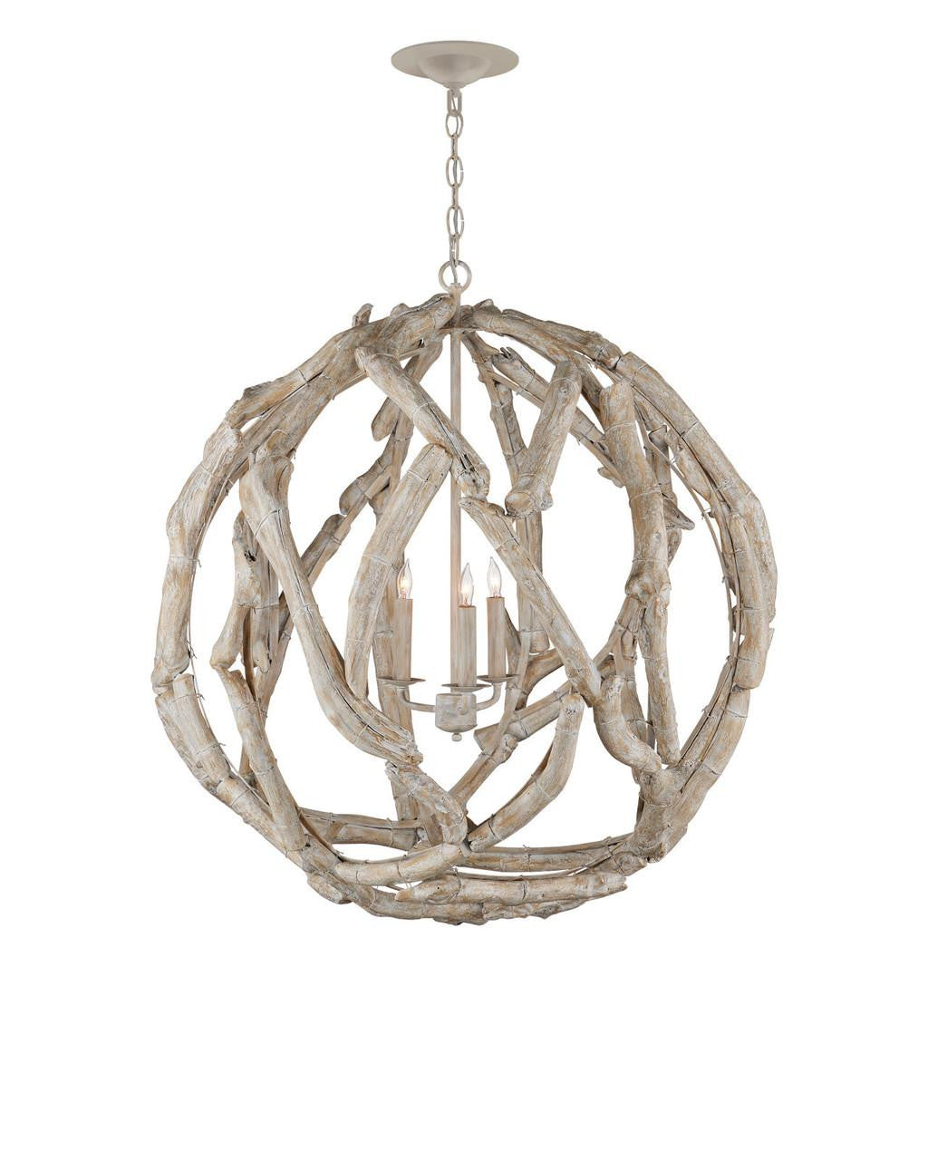 Driftwood Whitewash Orb Chandelier