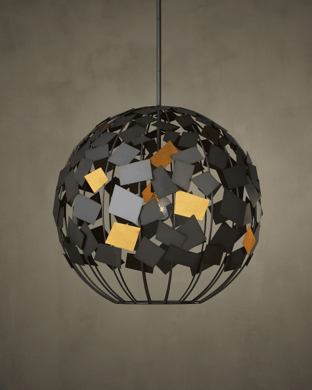 Moon Night Gray & Gold Orb Chandelier