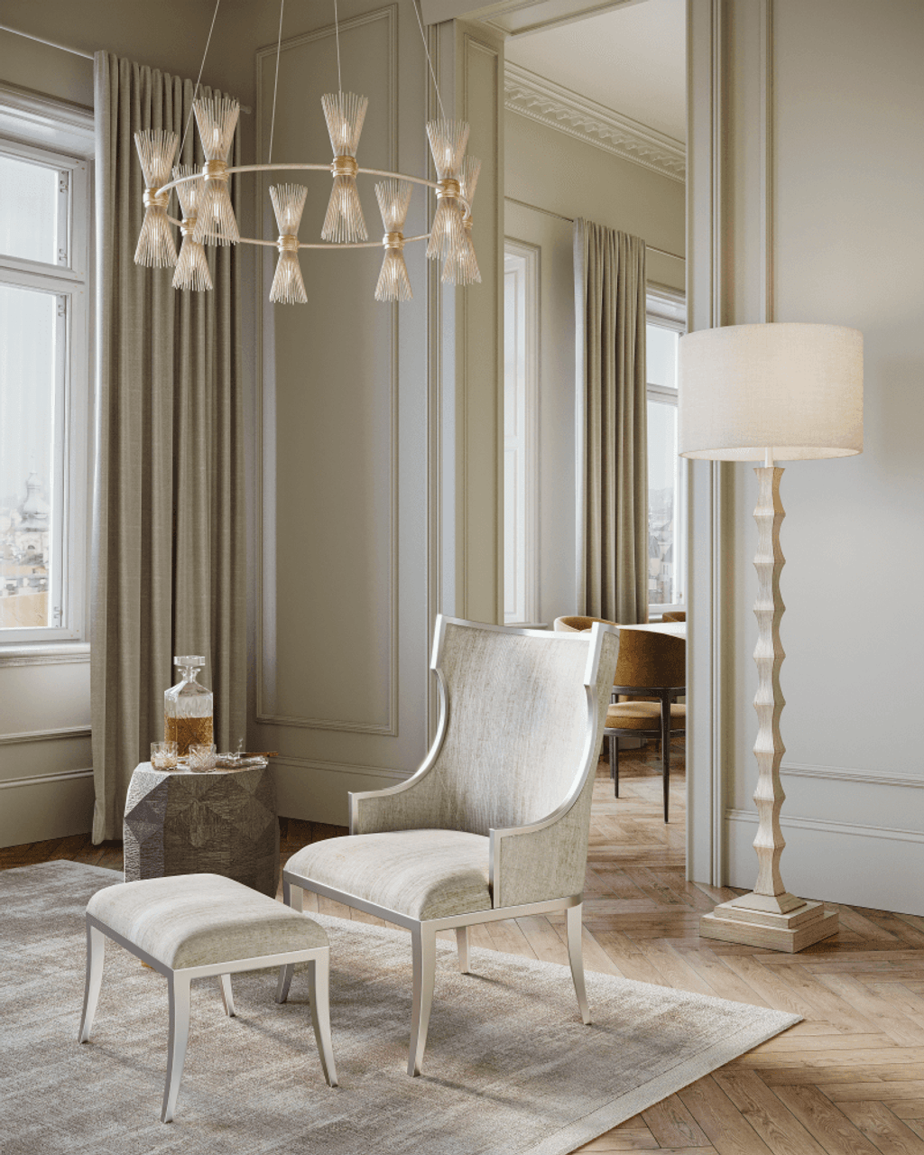 Grace Chandelier, LED, Black, Wood, 48"W (700GRC48BW-LED930 70PDJRJ)