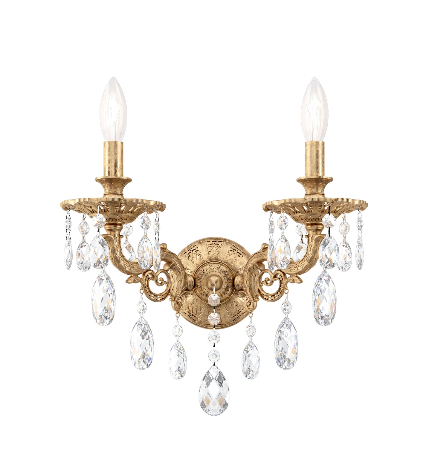 Schonbek 5642-26S, 2 Light Crystal Sconce In French GoldBy Schonbek