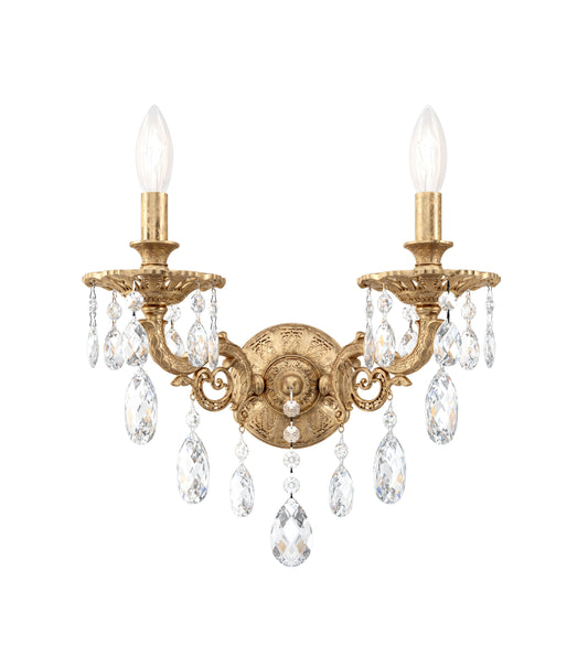 Schonbek 5642-26S, 2 Light Crystal Sconce In French GoldBy Schonbek