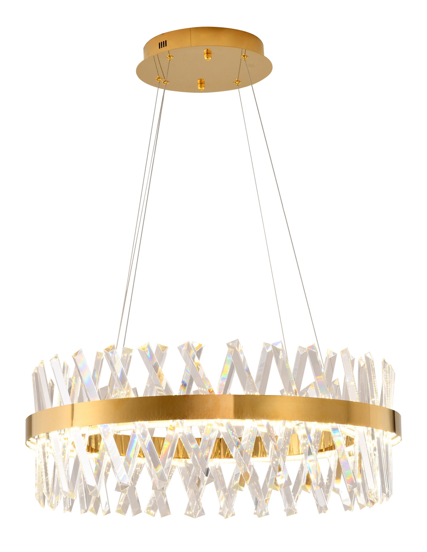 26" Dimmable Gold LED Chandelier With Clear CrystalsBy Design Living