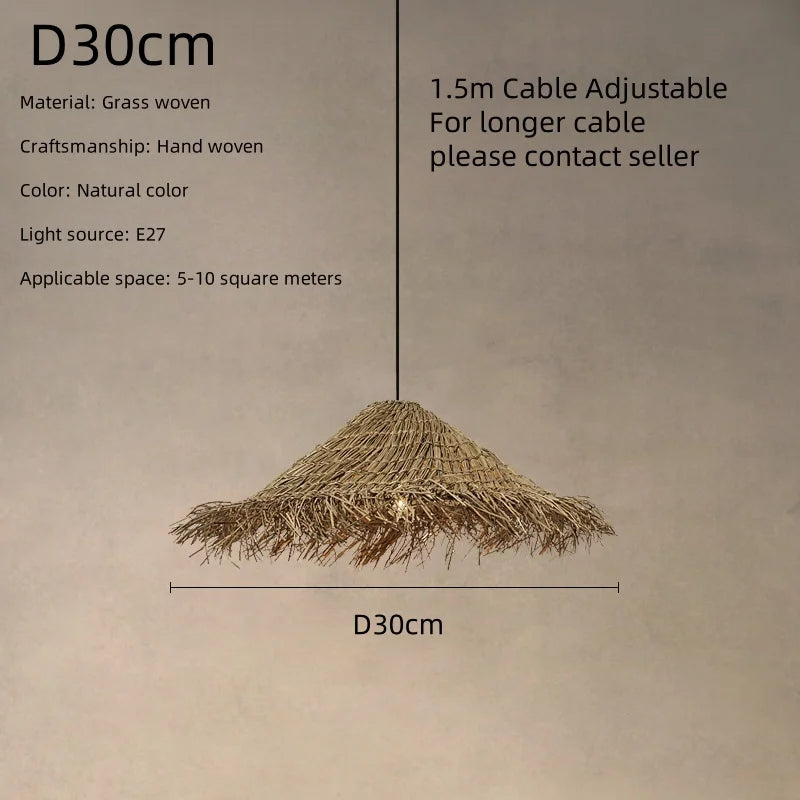 Rattan Pendant Chandelier Light Fixtures | Wabi Sabi E27 LED Luminarias