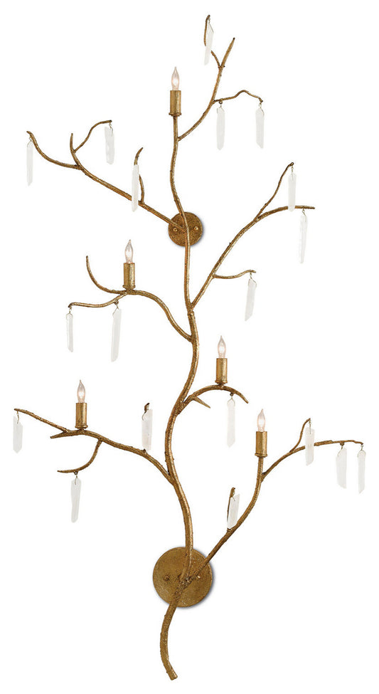 Currey and Company 5000-0014 Five Light Wall Sconce, Washed Lucerne Gold/NaturalBy Currey & Company