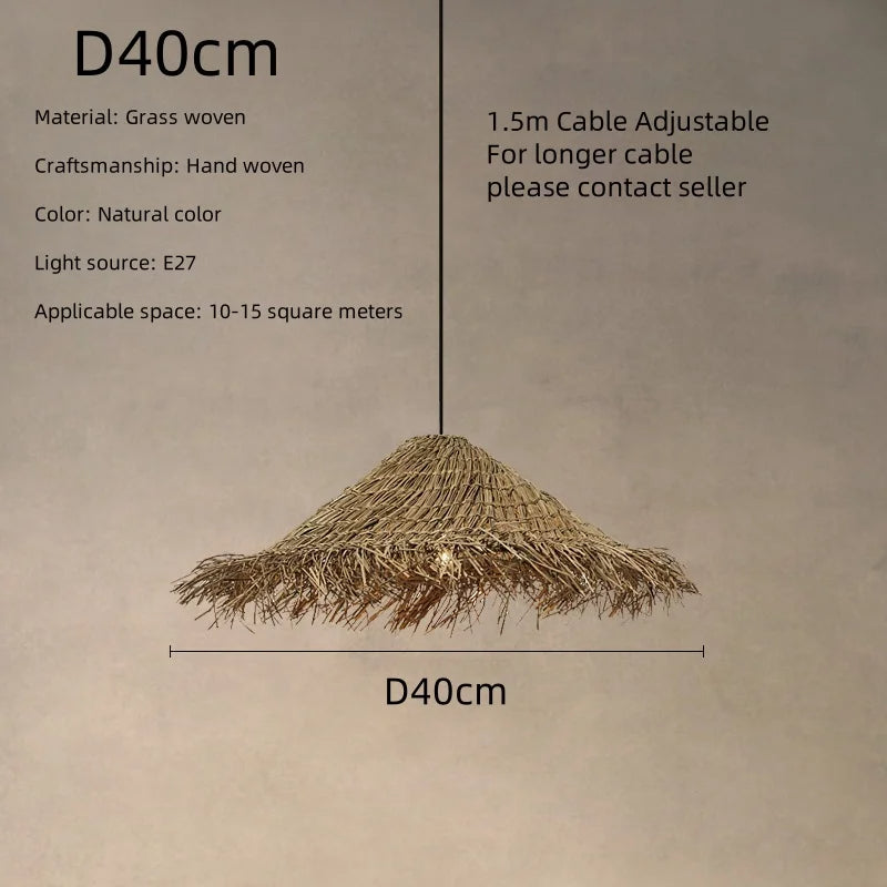 Rattan Pendant Chandelier Light Fixtures | Wabi Sabi E27 LED Luminarias