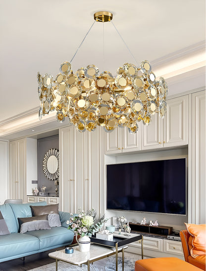 Alfano | Gold Creative Luxury Design Crystal LED Chandelier, Dia31.5"By Miron Demid LLC