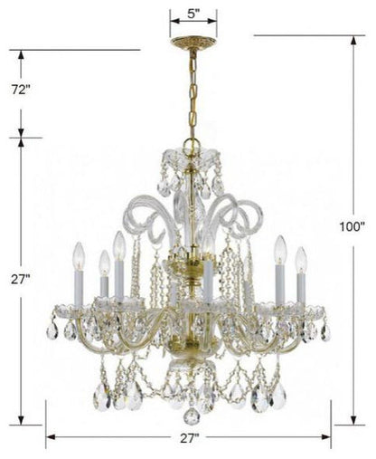 Crystal 8-Light Chandelier in Classic Style, 27"Wx27"HBy Crystorama Lighting