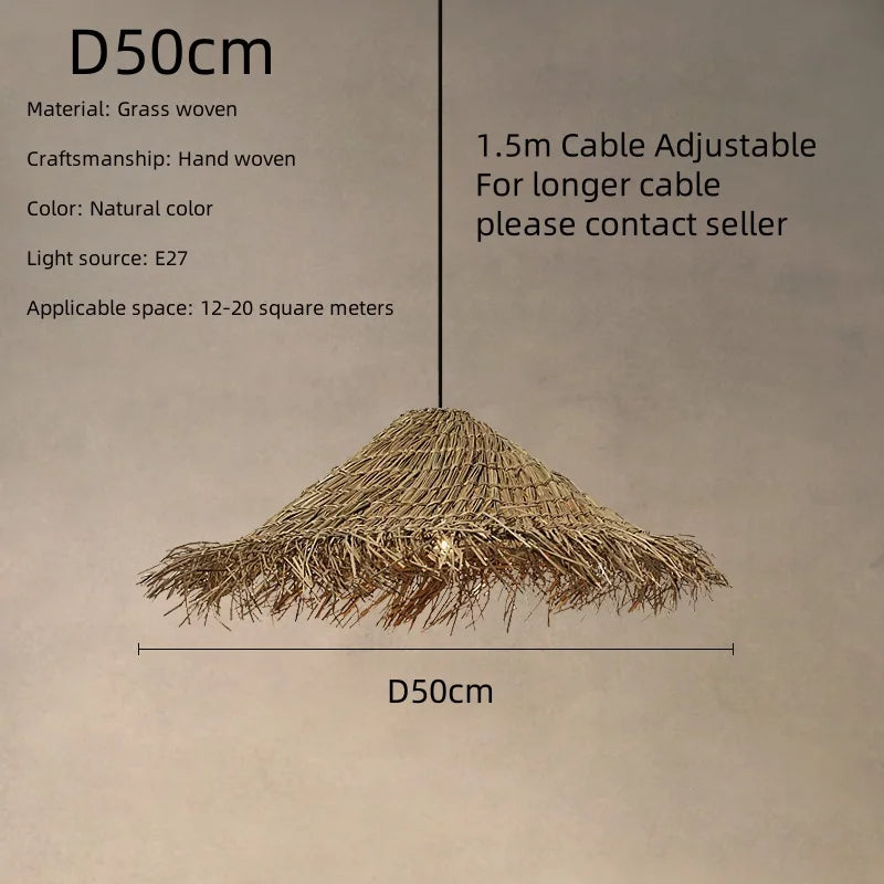Rattan Pendant Chandelier Light Fixtures | Wabi Sabi E27 LED Luminarias
