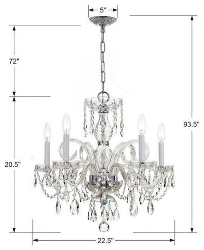 Crystal Crystal 5 Light Chandelier in Classic Style, 22"Wx21"HBy Crystorama Lighting
