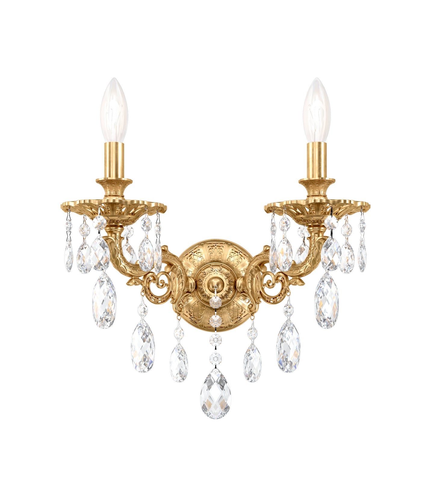 Schonbek 5642-22S, 2 Light Crystal Sconce In Heirloom GoldBy Schonbek