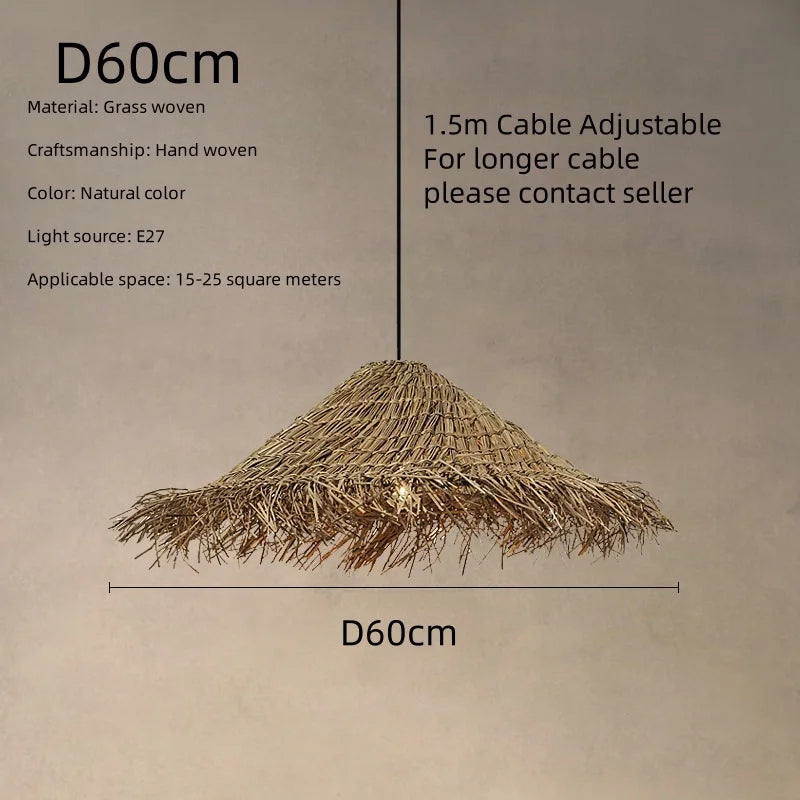 Rattan Pendant Chandelier Light Fixtures | Wabi Sabi E27 LED Luminarias