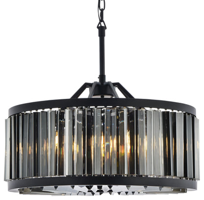 Elegant Lighting 1203D28-SS/RC Chelsea 8 Light 28"W Crystal Drum - Matte BlackBy Elegant Furniture & Lighting