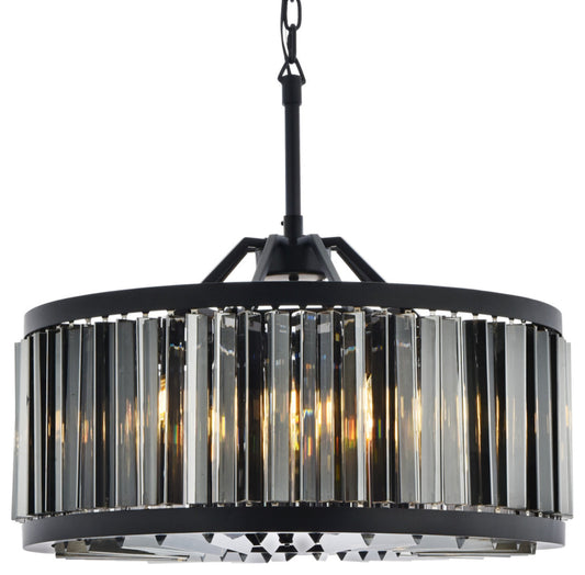 Elegant Lighting 1203D28-SS/RC Chelsea 8 Light 28"W Crystal Drum - Matte BlackBy Elegant Furniture & Lighting