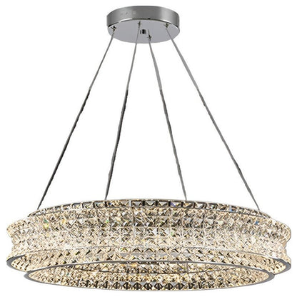 Albano Vercellese | Chic Chrome/Gold Creative Round Crystal Chandelier, Gold, 1 Ring Large - Dia39.4xh6.7" / Dia100xh17.7cm, Warm LightBy Miron Demid LLC