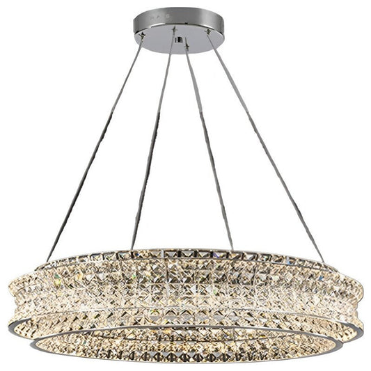 Albano Vercellese | Chic Chrome/Gold Creative Round Crystal Chandelier, Gold, 1 Ring Large - Dia39.4xh6.7" / Dia100xh17.7cm, Warm LightBy Miron Demid LLC