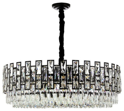 Quiliano | Modern Drum Black Crystal Ceiling Chandelier, Dia82cm/Dia32.3''By Miron Demid LLC