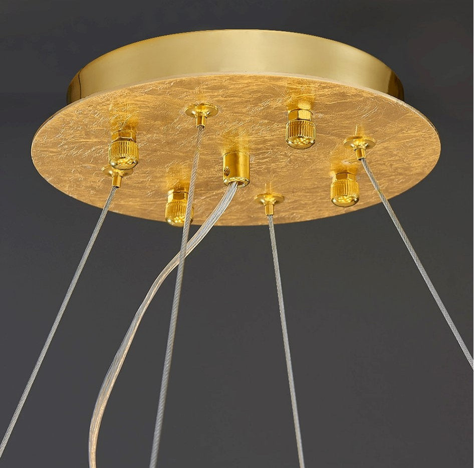 Zeme | Creative Luxury Round Gold Colored Crystal Chandelier, Dia39.4"By Miron Demid LLC