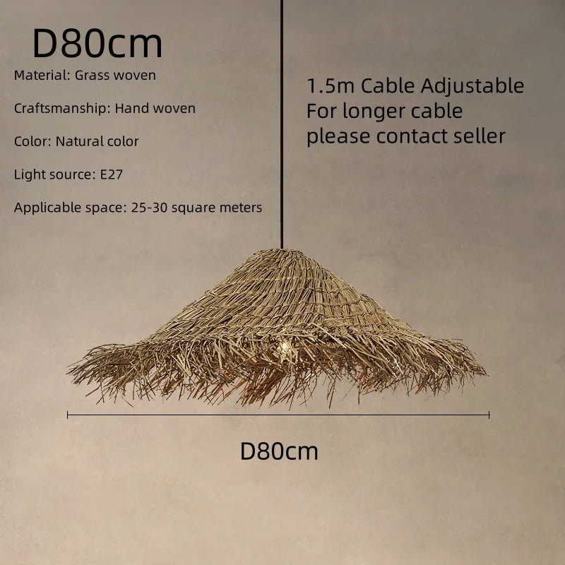 Rattan Pendant Chandelier Light Fixtures | Wabi Sabi E27 LED Luminarias