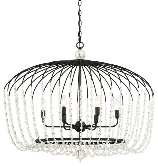 Varaluz 343N06 Voliere 6 Light 36"W Beaded Chandelier - Matte BlackBy Varaluz