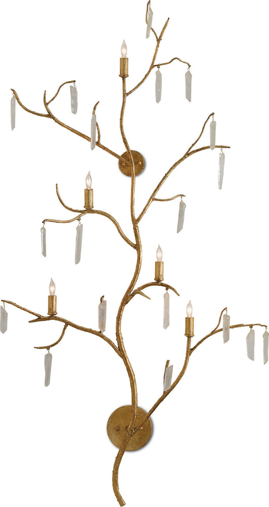 Forest Light Wall Sconce, Washed Lucerne Gold, NaturalBy Currey & Company