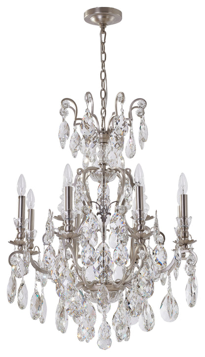 Pewter Iron Chandelier With Clear Hanging CrystalsBy Design Living